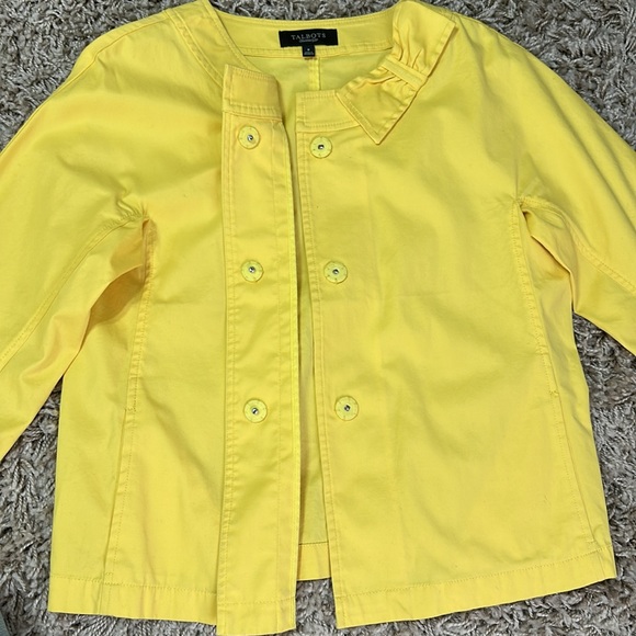 TALBOT’S Bright Yellow 3/4 Sleeve Jacket Size 8 - Picture 3 of 10